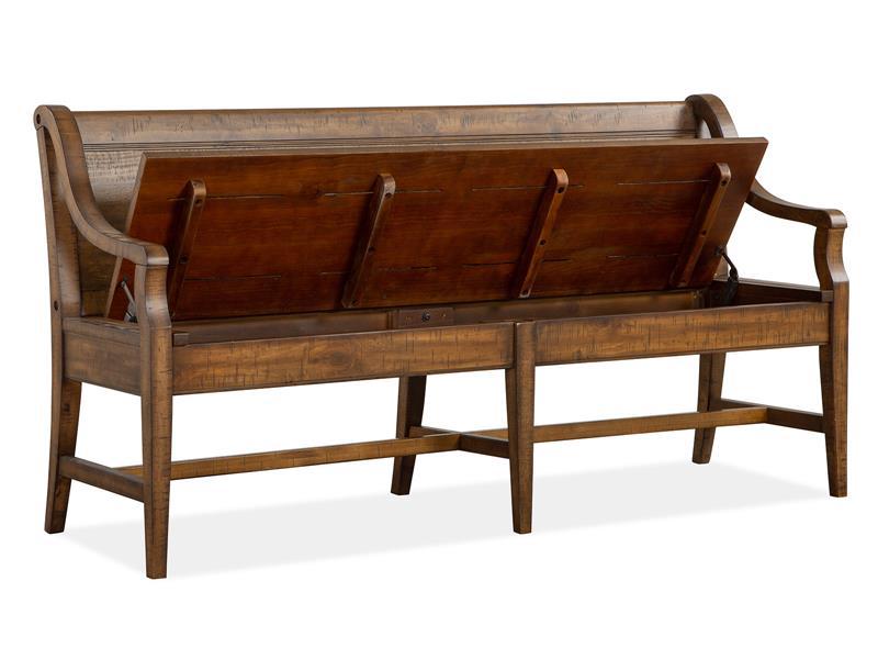 Magnussen Furniture Bay Creek Bench with Back in Toasted Nutmeg
