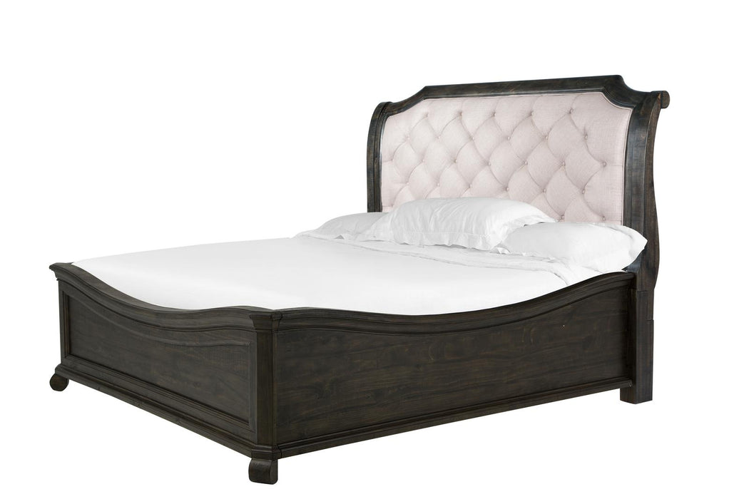 Magnussen Furniture Bellamy King Sleigh Bed w/ Shaped Footboard in Peppercorn