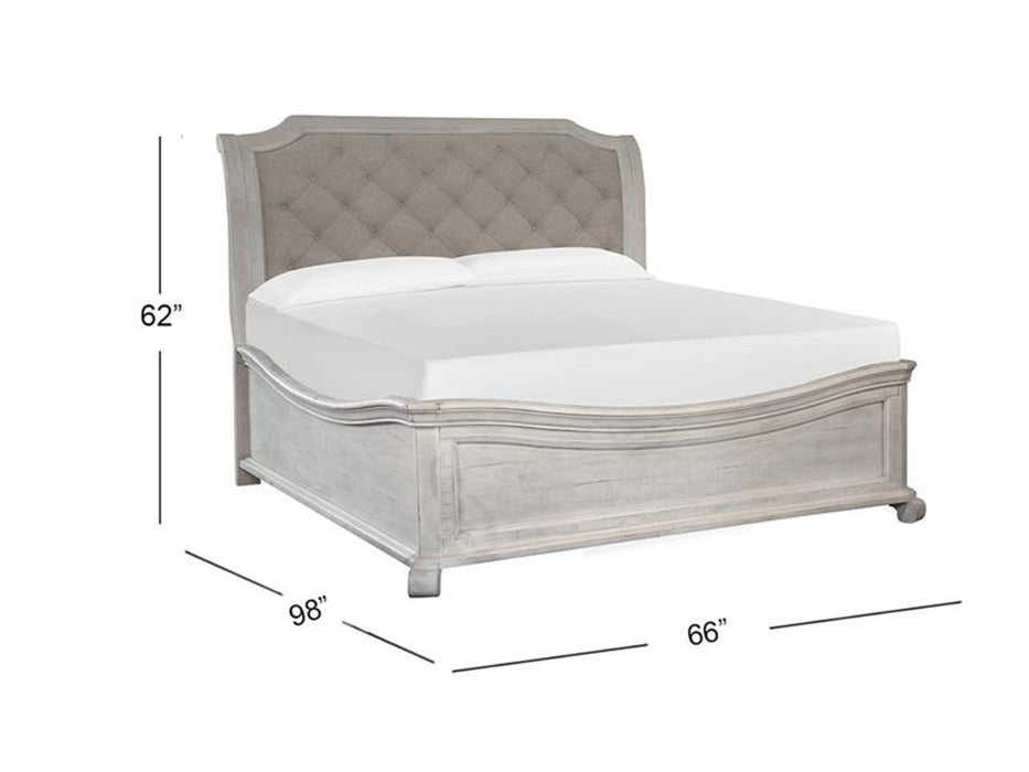 Magnussen Furniture Bronwyn California King Sleigh Bed with Shaped Footboard in Alabaster