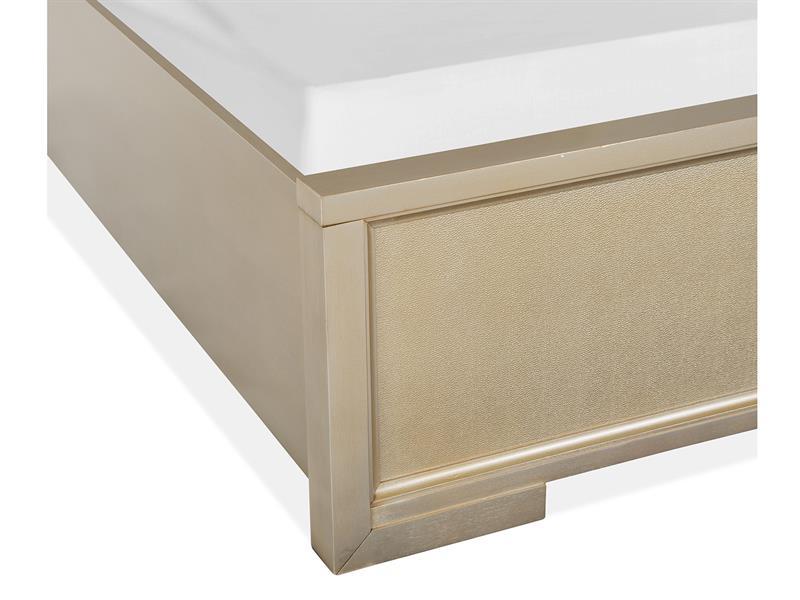 Magnussen Furniture Chantelle California King Upholstered Panel Bed in Champagne