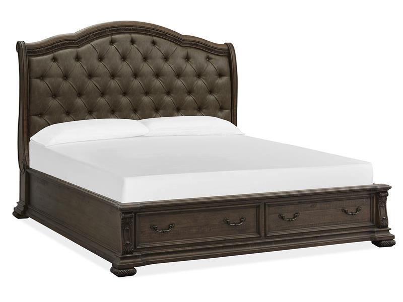 Magnussen Furniture Durango King Upholstered Sleigh Storage Bed in Willadeene Brown image