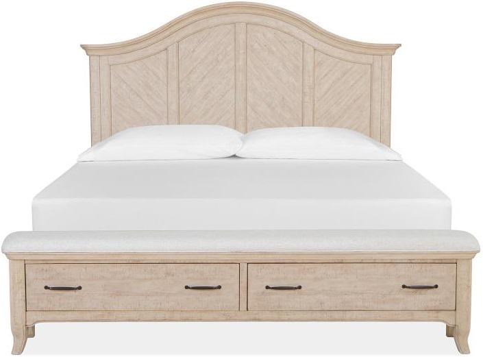 Magnussen Furniture Harlow Queen Storage Bed in Weathered Bisque