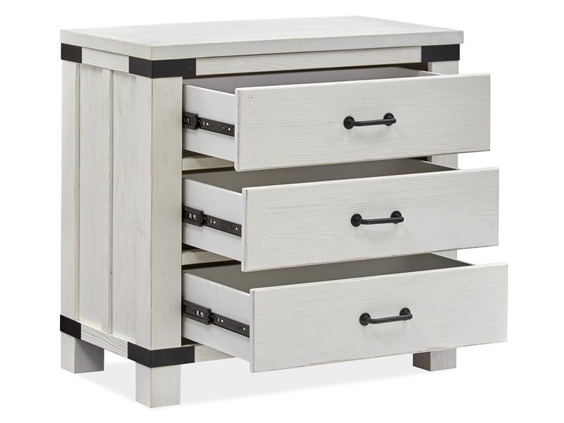 Magnussen Furniture Harper Springs Bachelor Chest with Metal Decoration in Silo White