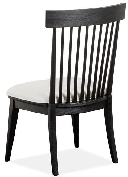 Magnussen Furniture Harper Springs Dining Side Chair with Upholstered Seat and Wood Windsor Back in Silo Black (Set of 2)