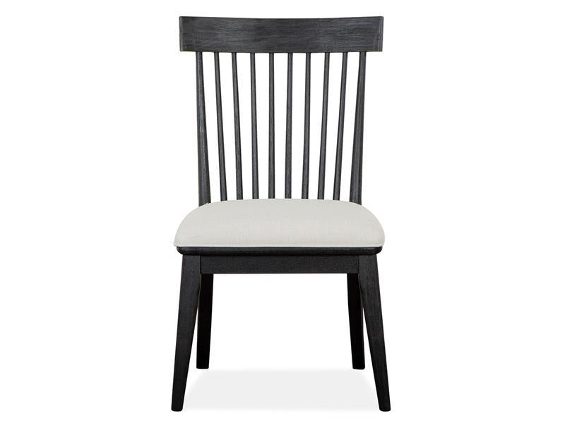 Magnussen Furniture Harper Springs Dining Side Chair with Upholstered Seat and Wood Windsor Back in Silo Black (Set of 2)