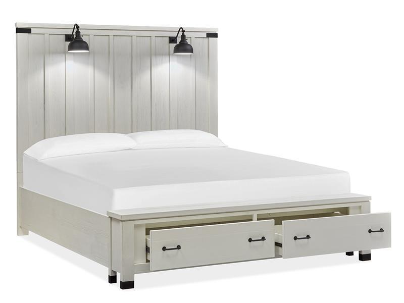 Magnussen Furniture Harper Springs King Panel Storage Bed in Silo White