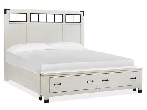 Magnussen Furniture Harper Springs Queen Panel Storage Bed with Metal/Wood in Silo White image