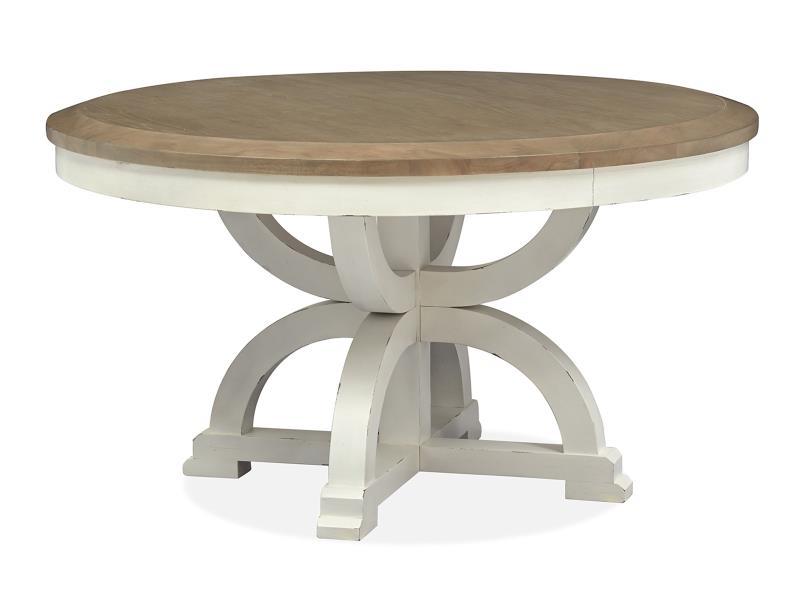 Magnussen Furniture Hutcheson 54" Round Dining Table in Berkshire Beige and Homestead White