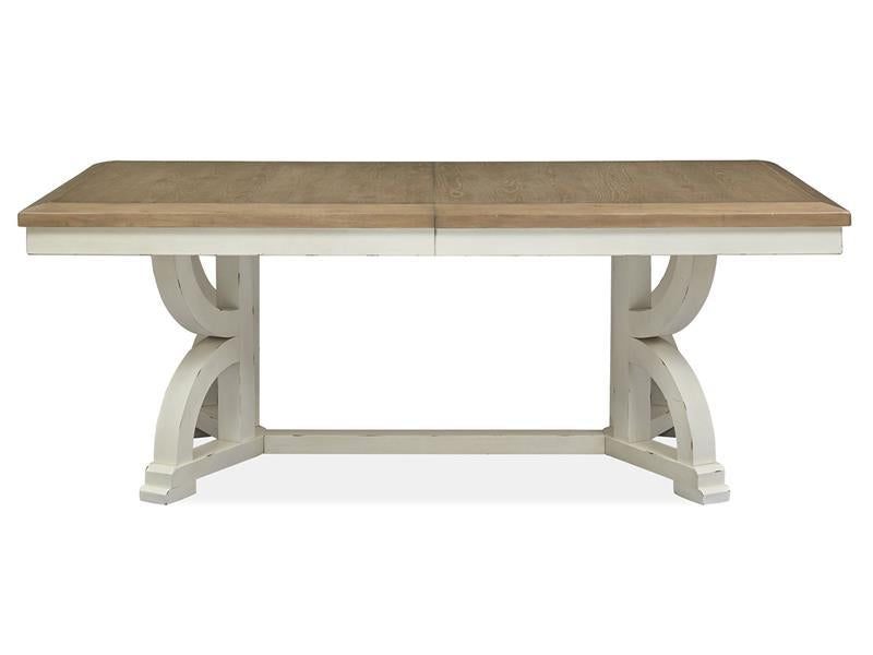 Magnussen Furniture Hutcheson Trestle Dining Table in Berkshire Beige and Homestead White