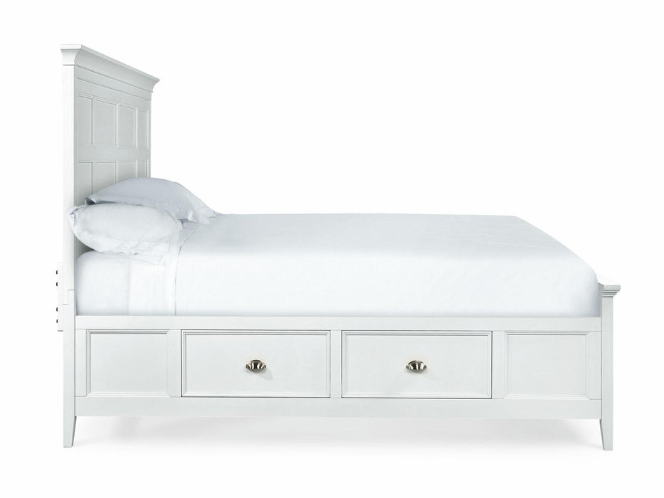Magnussen Furniture Kentwood Cal King Panel Bed with Storage Rails in White