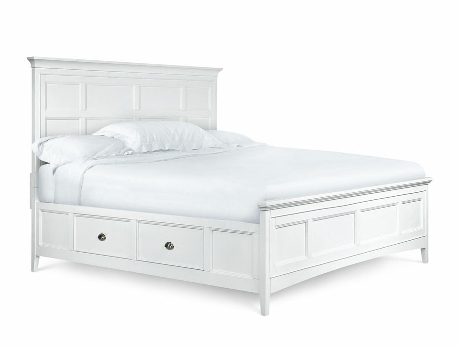 Magnussen Furniture Kentwood Queen Panel Bed with Storage Rails in White