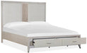 Magnussen Furniture Lenox Cal King Storage Bed with Upholstered PU Fretwork Headboard in Acadia White image