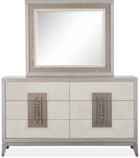 Magnussen Furniture Lenox Landscape Mirror in Acadia White