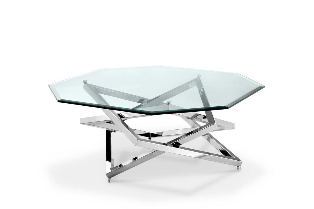 Magnussen Furniture Lenox Square Top Octoganal Cocktail Table in Nickel T3790-49