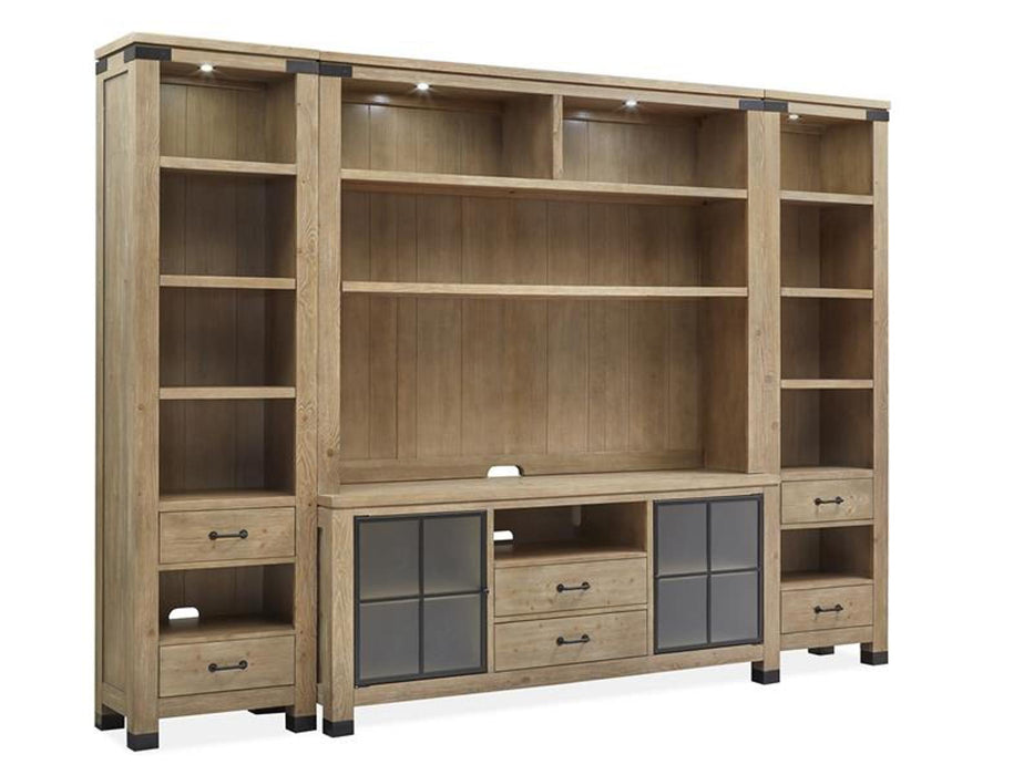 Magnussen Furniture Madison Heights Entertainment Wall in Weathered Fawn