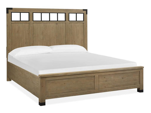 Magnussen Furniture Madison Heights Queen Panel Bed with Metal/Wood in Weathered Fawn image