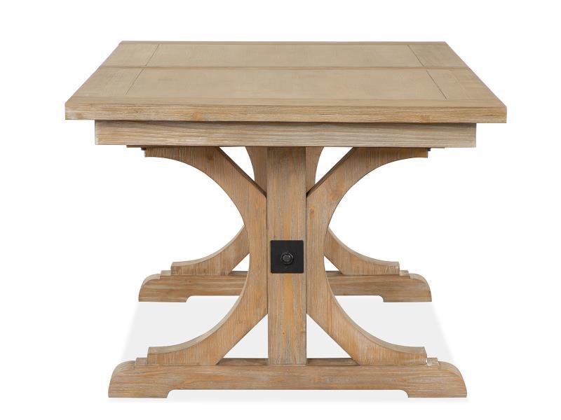 Magnussen Furniture Madison Heights Trestle Dining Table in Weathered Fawn