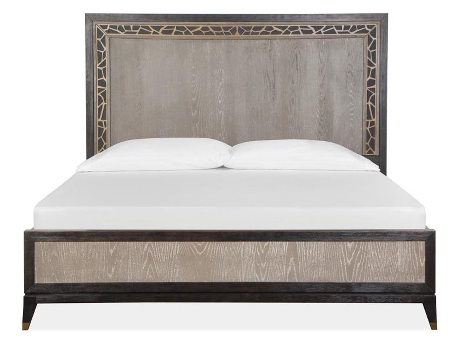 Magnussen Furniture Ryker California King Panel Bed in Nocturn Black/Coventry Grey