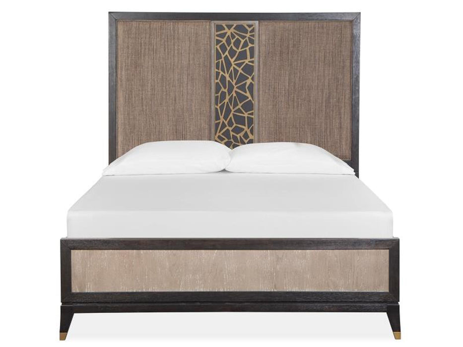 Magnussen Furniture Ryker Queen Upholstered Panel Bed in Nocturn Black/Coventry Grey
