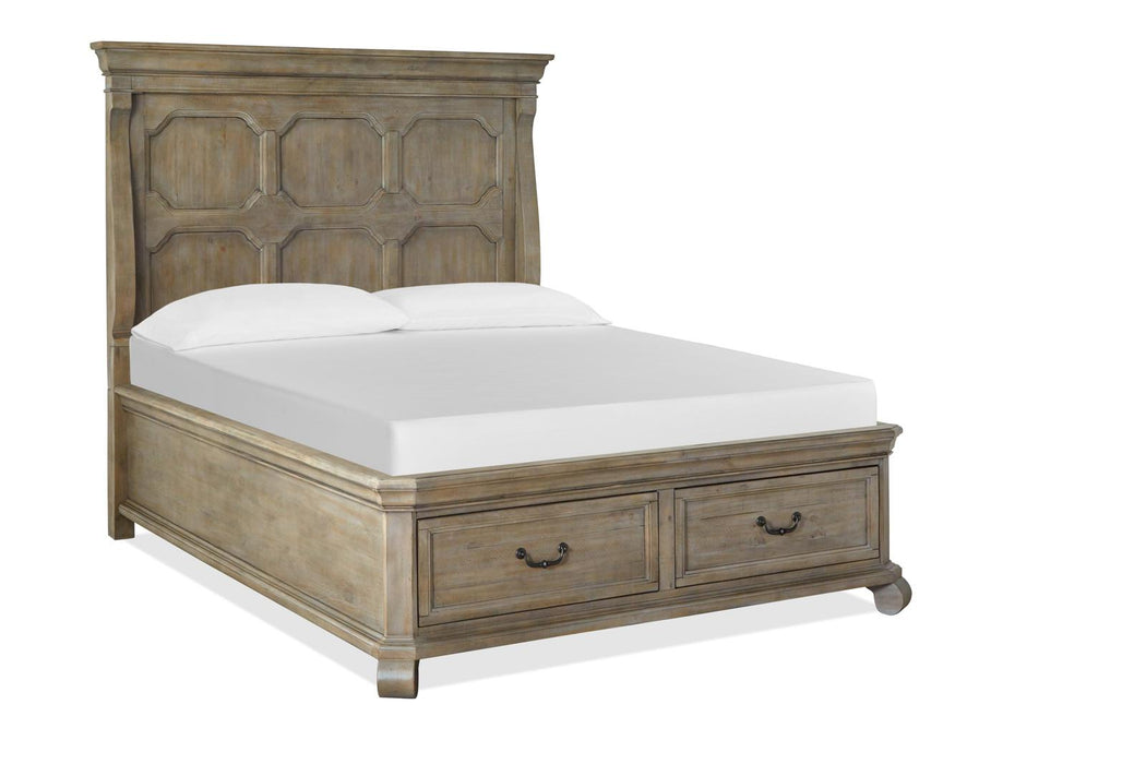 Magnussen Furniture Tinley Park King Panel Storage Bed in Dove Tail Grey
