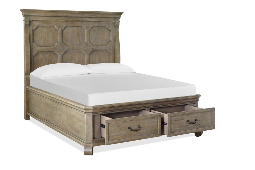 Magnussen Furniture Tinley Park King Panel Storage Bed in Dove Tail Grey