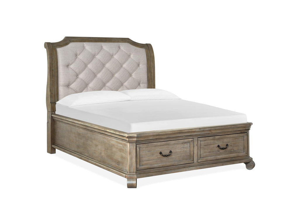 Magnussen Furniture Tinley Park Queen Sleigh Storage Bed in Dove Tail Grey