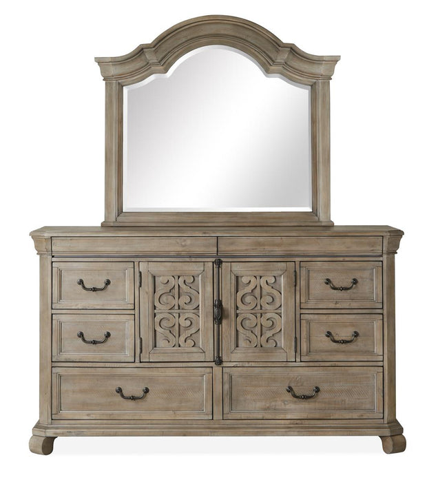 Magnussen Furniture Tinley Park Shaped Mirror in Dove Tail Grey