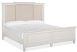 Magnussen Furniture Willowbrook Cal King Panel Bed with Upholstered Headboard in Egg Shell White image