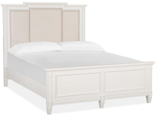 Magnussen Furniture Willowbrook Queen Panel Bed with Upholstered Headboard in Egg Shell White image