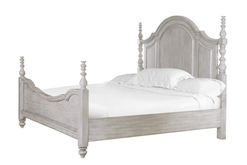 Magnussen Furniture Windsor Lane King Poster Bed in Weathered White