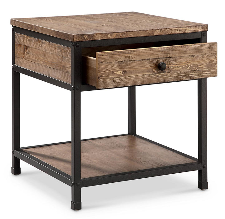 Magnussen Maguire Square End Table in Black and Weathered Barley