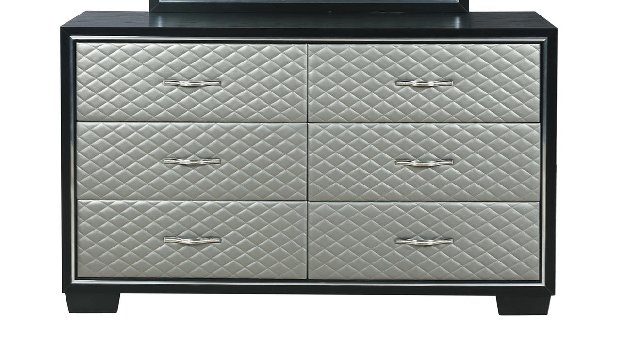 New Classic Furniture Luxor 6 Drawer Dresser in Black/Silver