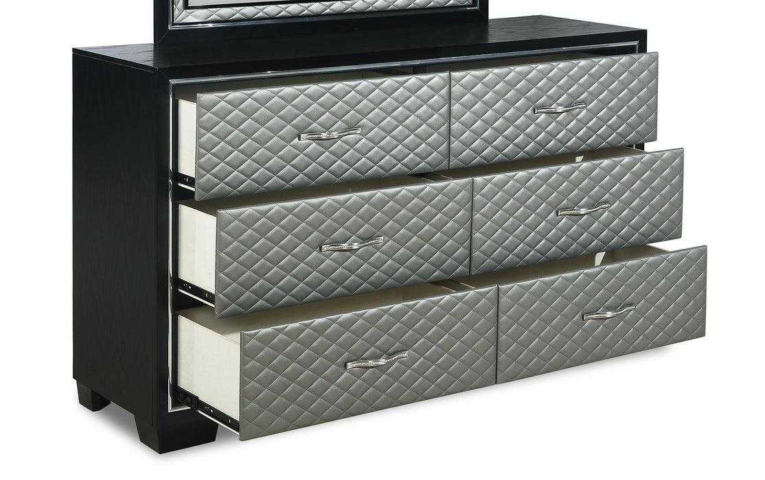 New Classic Furniture Luxor 6 Drawer Dresser in Black/Silver