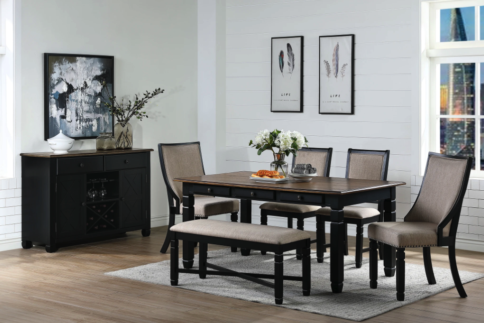 New Classic Furniture Prairie Point 6 Drawer Rectangular Dining Table in BlackPROMO