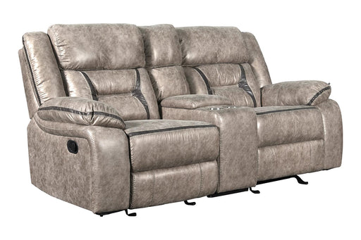 New Classic Furniture Roswell Dual Recliner Console Loveseat in Pewter image