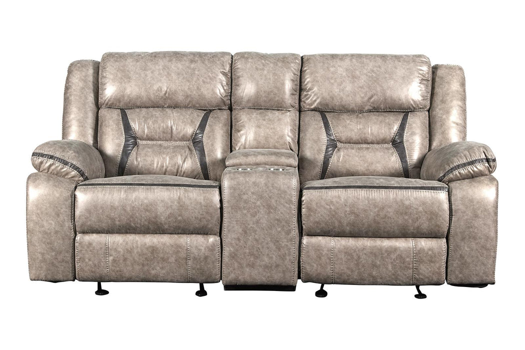 New Classic Furniture Roswell Dual Recliner Console Loveseat in Pewter